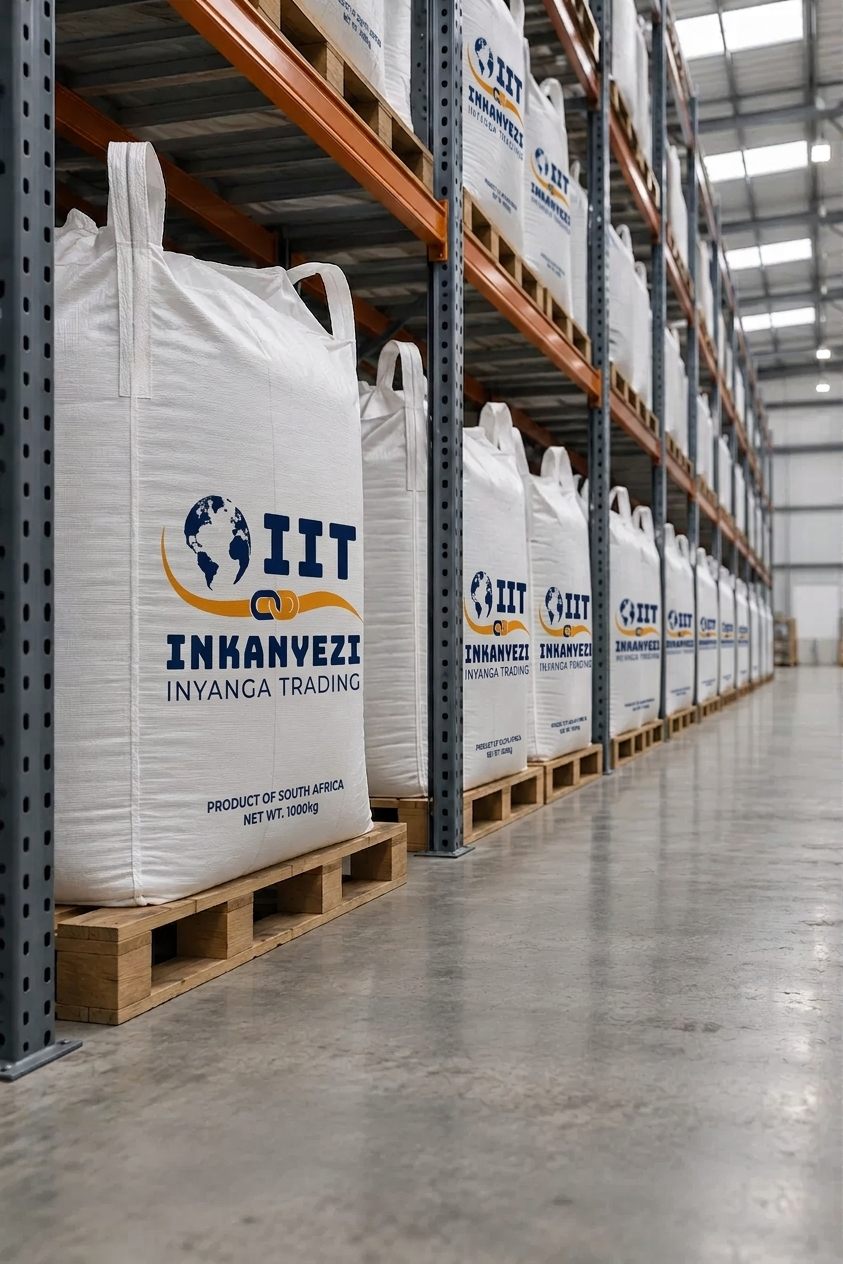 Palletised bulk bags in the warehouse
